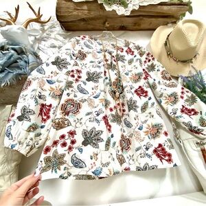 Enchanting Gypsy floral Boho blouse w shabby chic prairie country vibe
